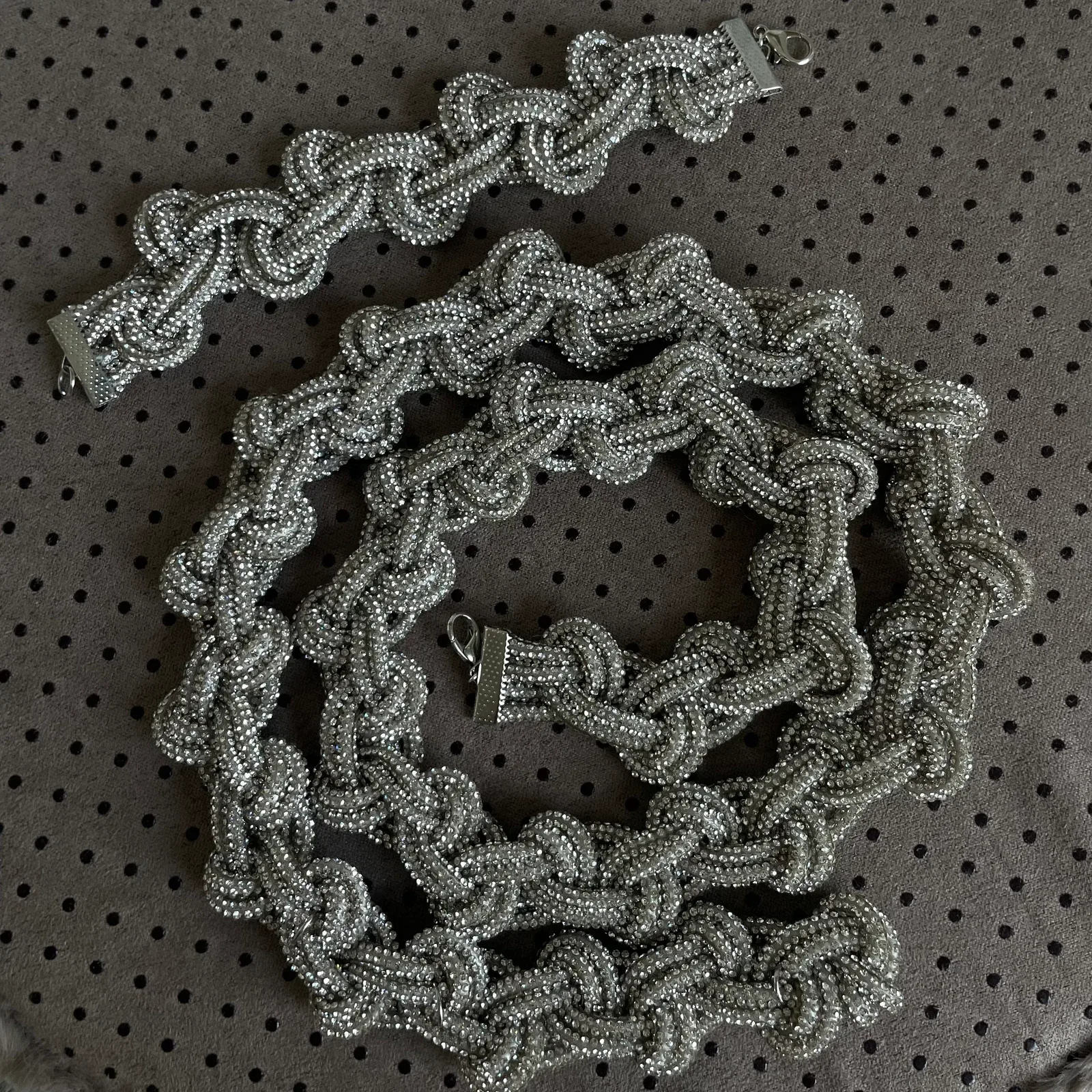 Rhinestone cord belt “Heart”