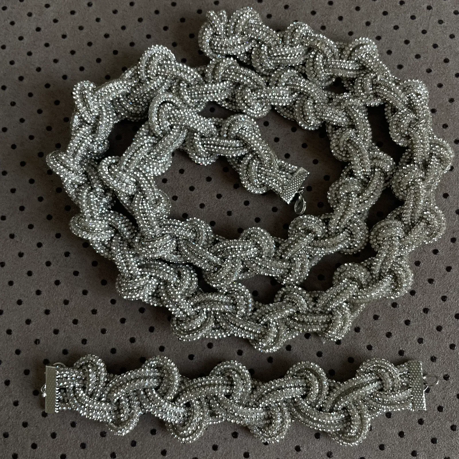 Rhinestone cord belt “Heart”